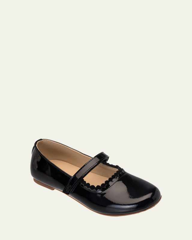 Girl's Aria Scallop-Trim Ballerina Flats, Baby/Toddler/Kids